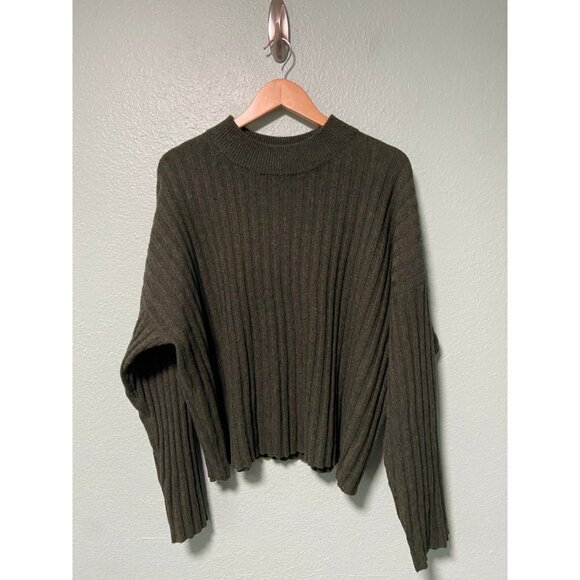 Madewell Women's Plus Size Green Wool Blend Mockneck Crop Sweater Size‎ 3x - Picture 1 of 7